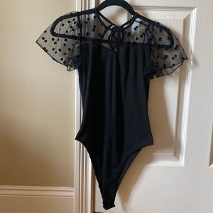 Shein black polka dot bodysuit size small